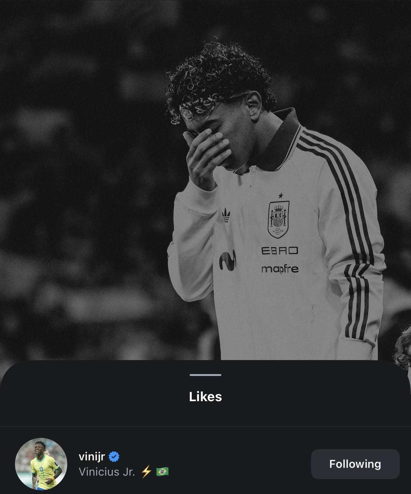 开云体育-反对歧视,维尼修斯点赞亚马尔谴责种族歧视的动态